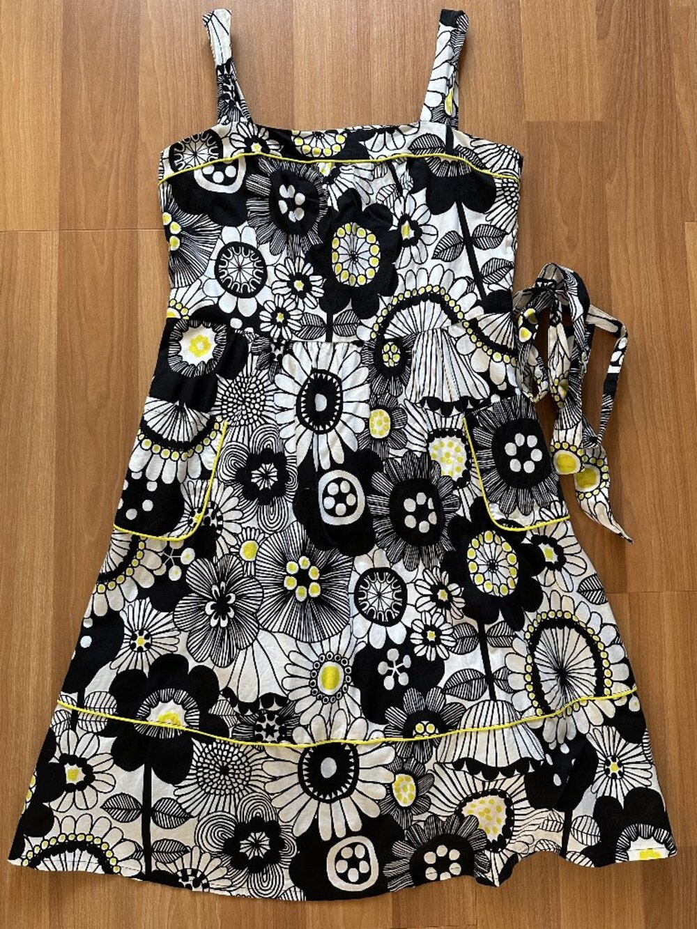 Vintage Marimekko Ahkeraliisa Fit-and-Flare Dress with Sash - Size 42 / US 12